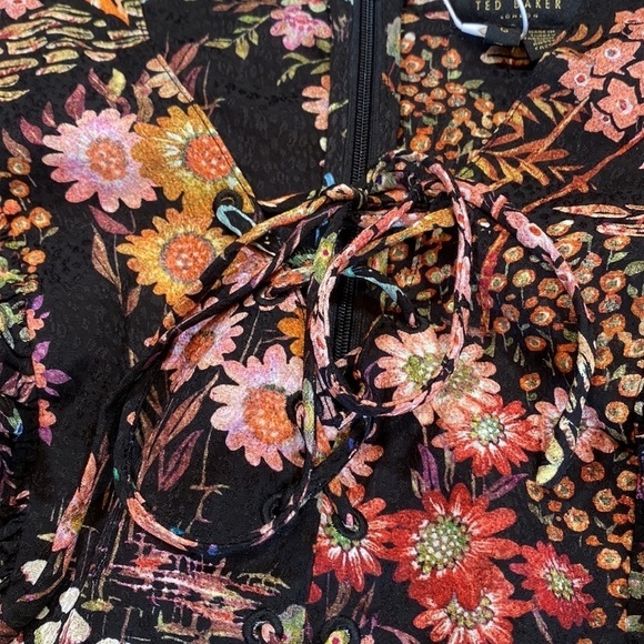 NWT Ted Baker Hendria Floral Mini Dress with Ruffle Details sz 0 - Picture 5 of 16